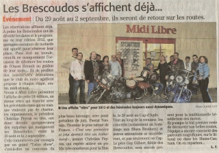 Article du journal le Midi Libre de la présentation de l'affiche de la 24ème Brescoudos Bike Week